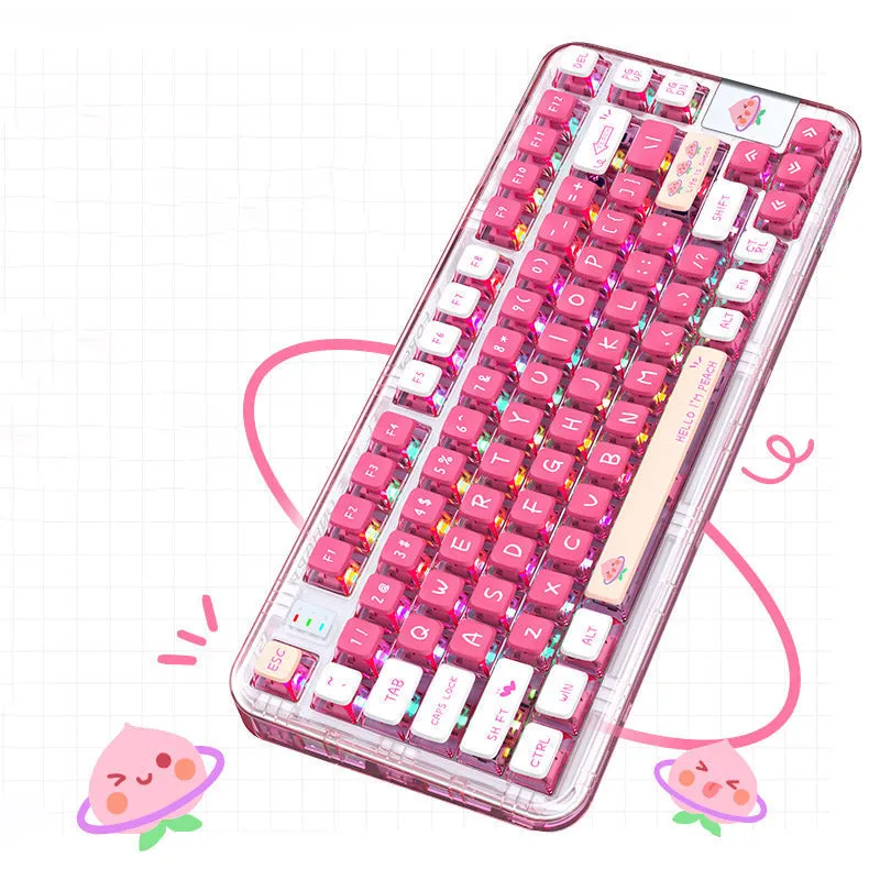 CoolKiller CK75 Pink Transparent Three Mode Mechanical Keyboard