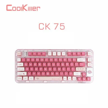 CoolKiller CK75 Pink Transparent Three Mode Mechanical Keyboard