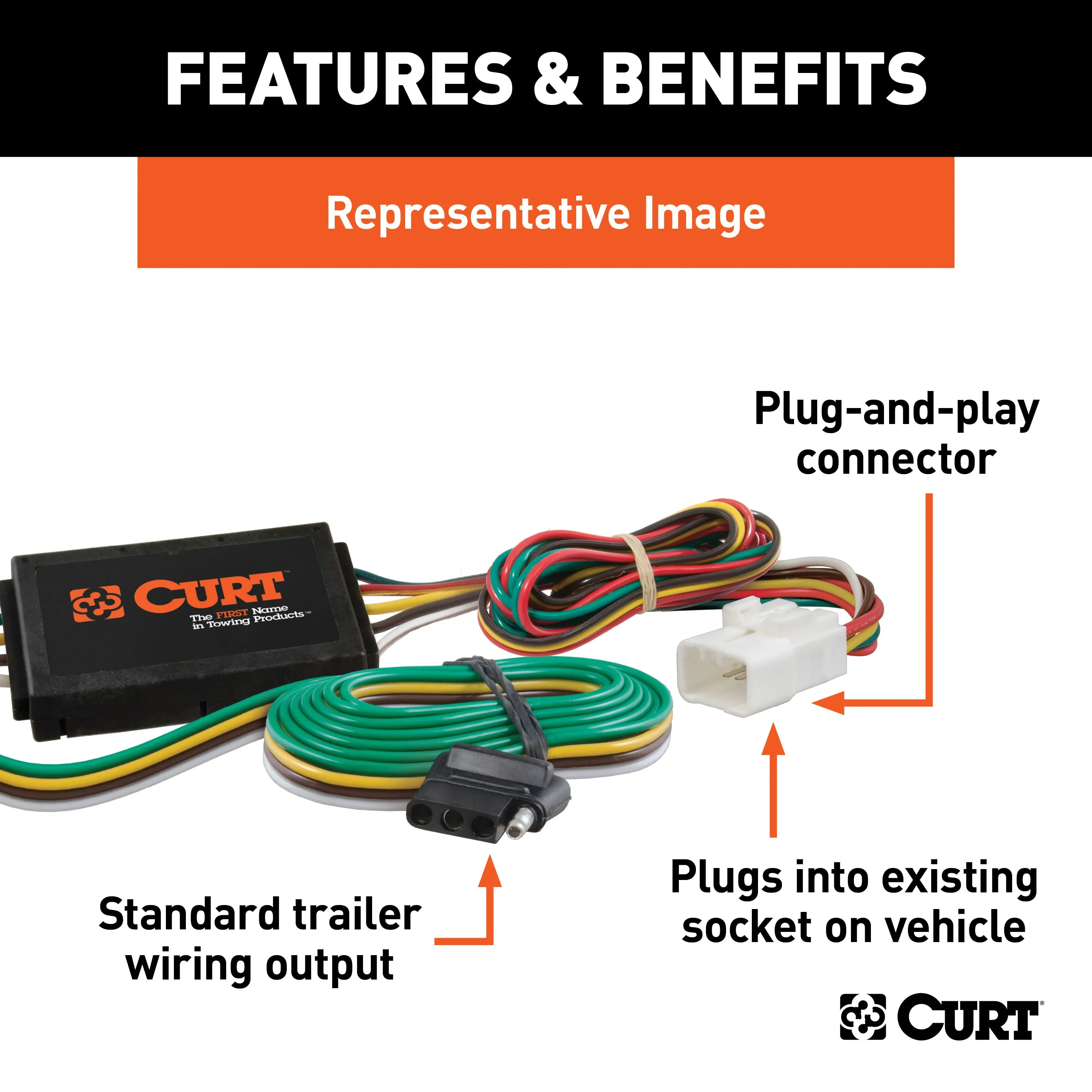 CURT 55336 Custom 4-Flat; Select Honda and Acura Vehicles; OEM Tow Package Required