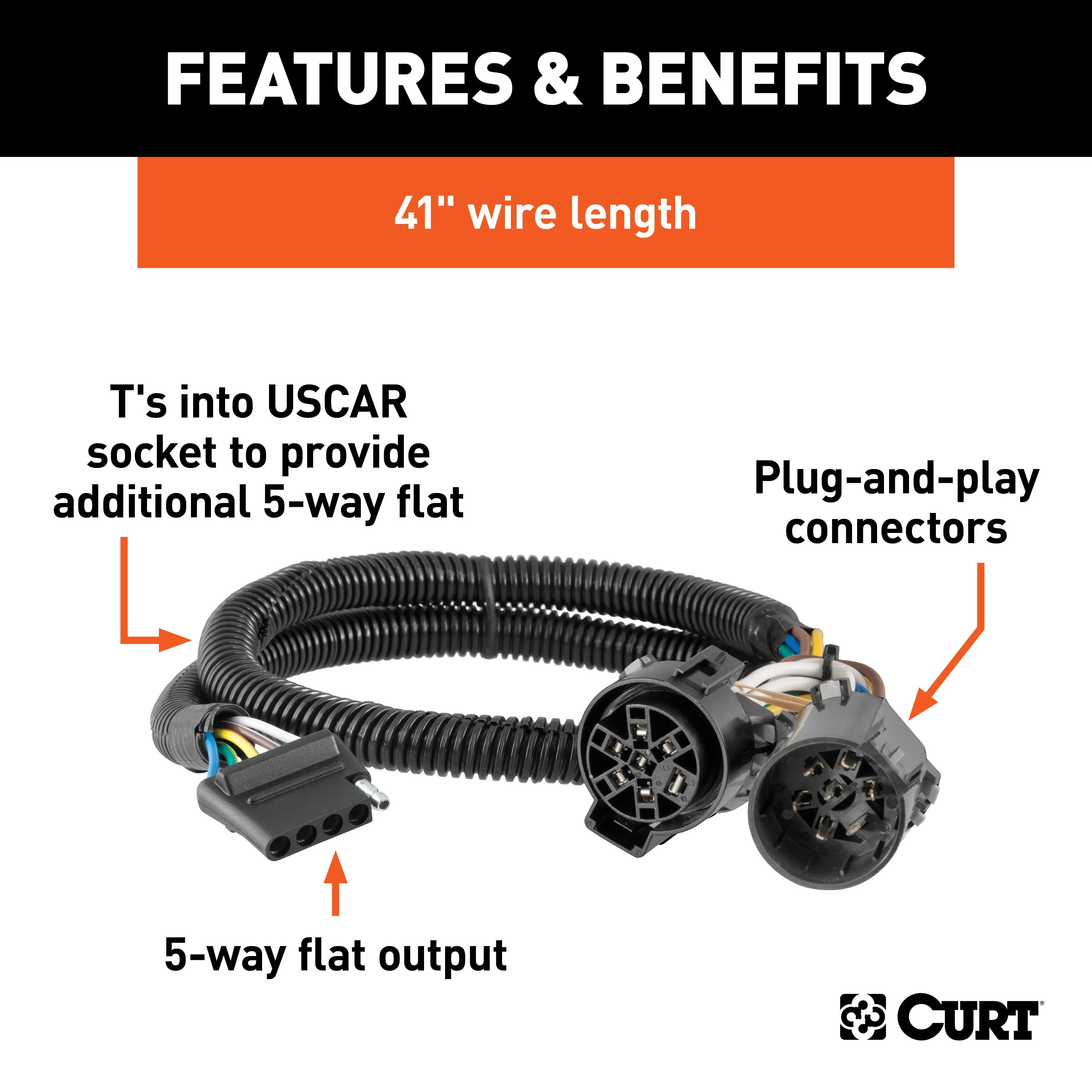 CURT 56584 CURT 56584 Replacement Vehicle-Side Custom USCAR 5-Pin Trailer Wiring Harness