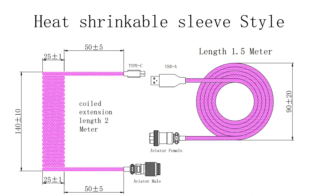 CUSTOM COILED CABLE GX16 -Purple