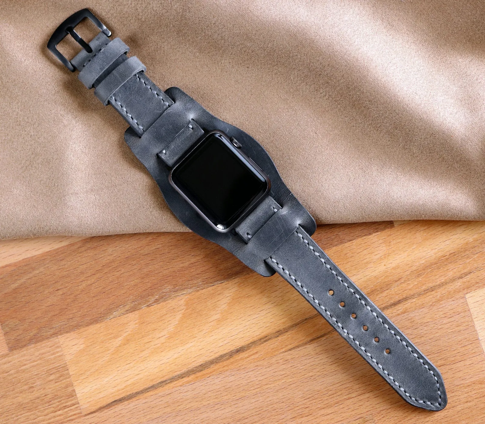 Custom Made Apple Watch Bund Strap - Antique Gray