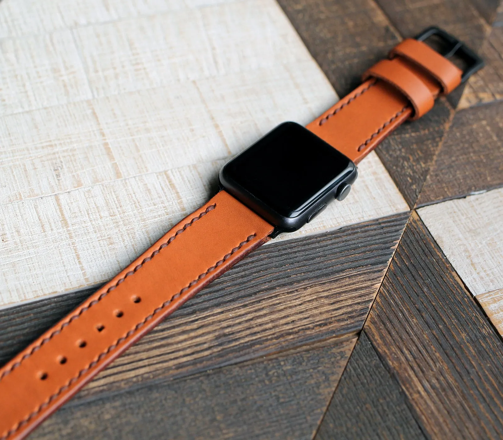 Custom Made Apple Watch Strap - Cognac