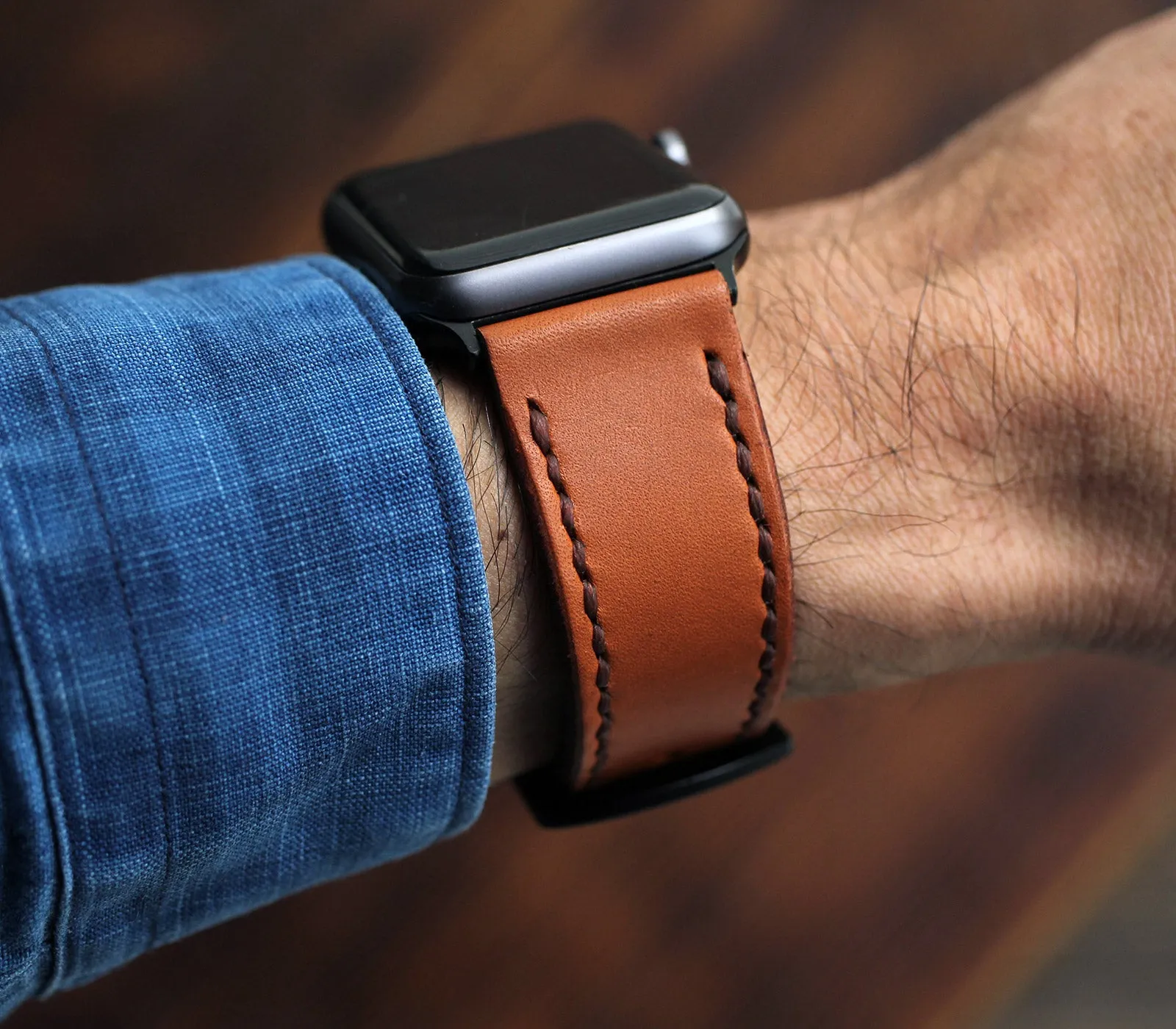 Custom Made Apple Watch Strap - Cognac