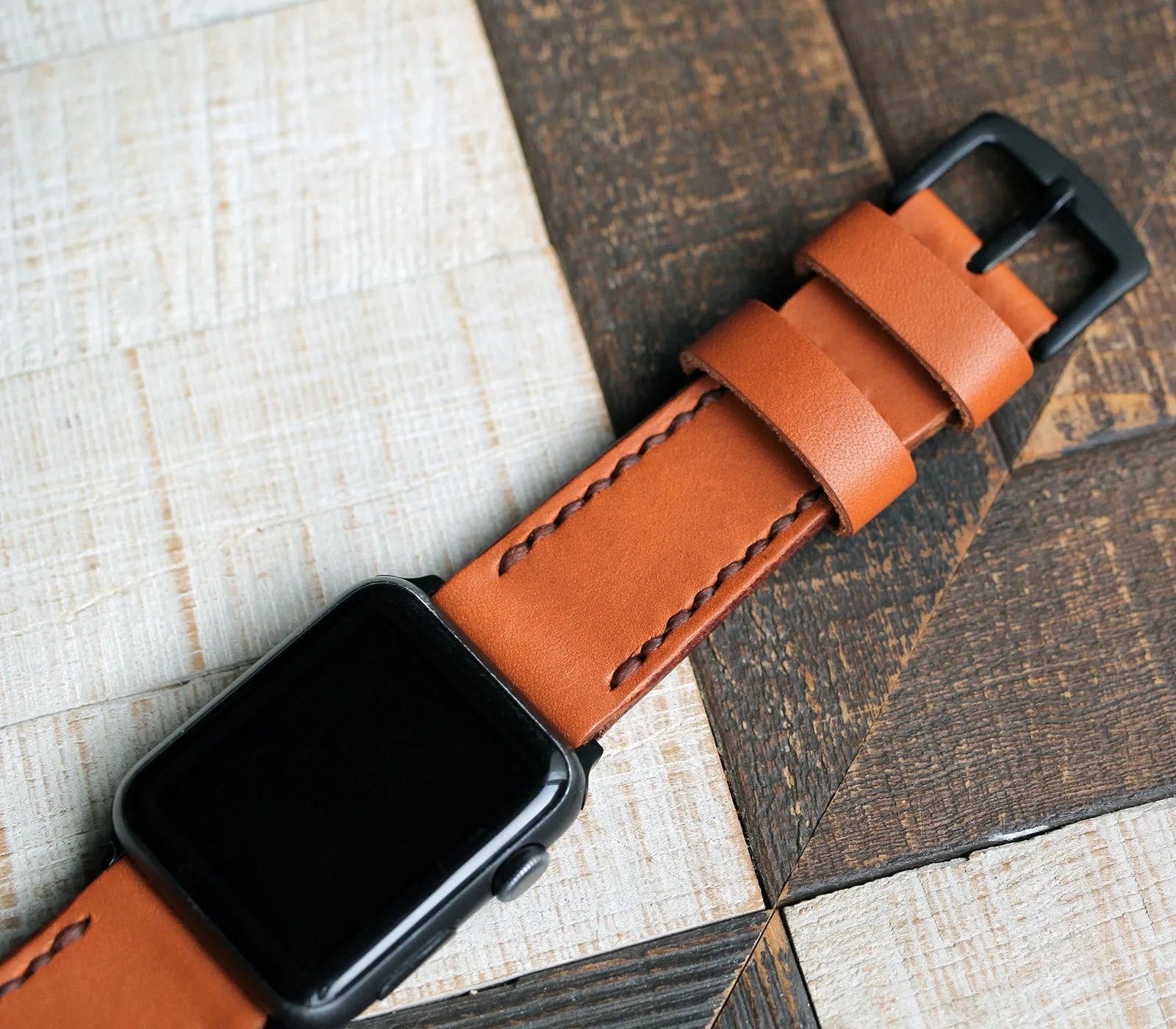 Custom Made Apple Watch Strap - Cognac