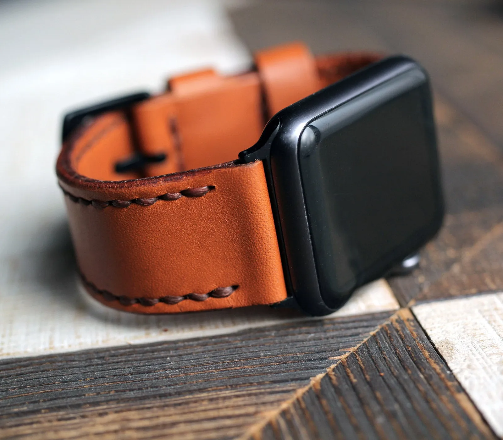 Custom Made Apple Watch Strap - Cognac