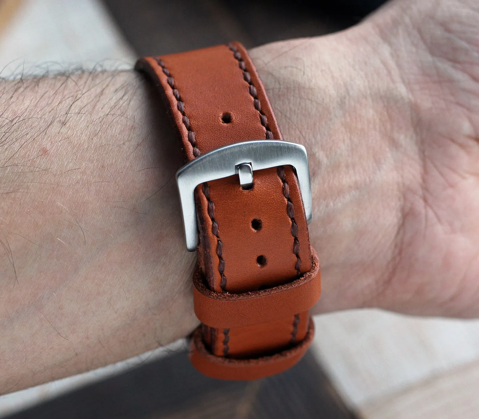 Custom Made Apple Watch Strap - Cognac