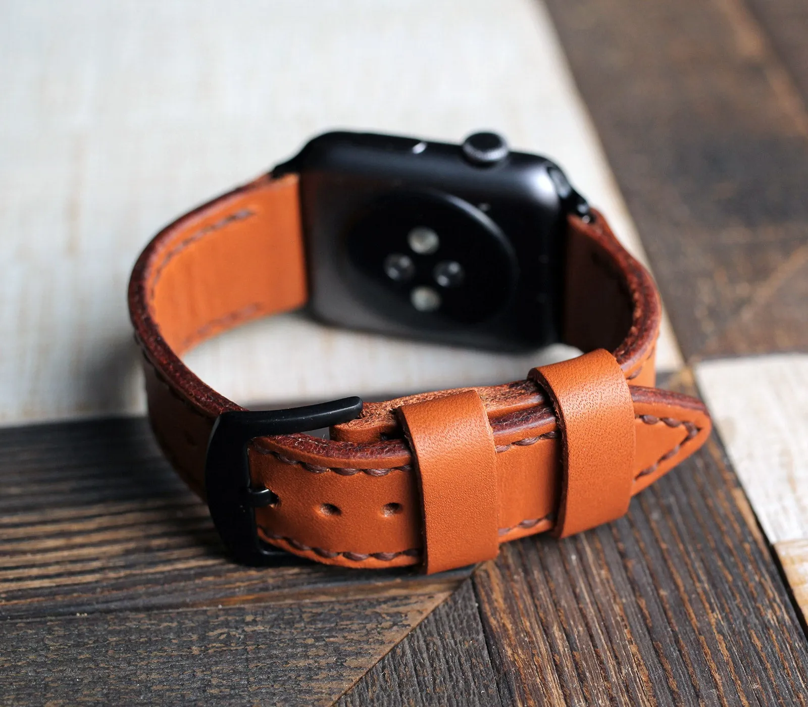 Custom Made Apple Watch Strap - Cognac