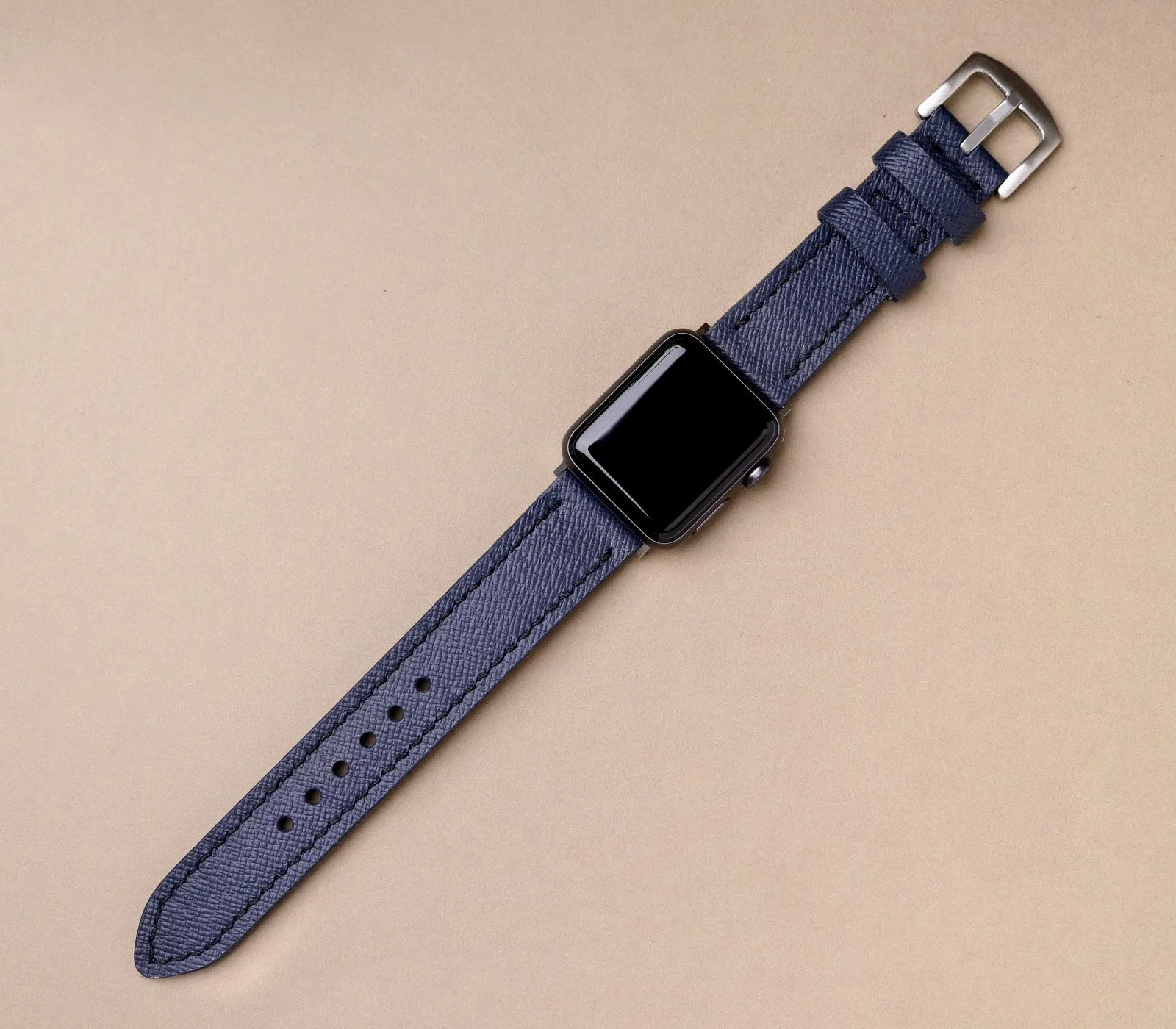 Custom Made Apple Watch Strap - Midnight Blue Saffiano