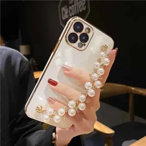 Cute Phone Cases For iPhone 15, 14, 13, 12, 12Pro Max, 11, 11Pro Max, X, XR, Xs max, 7, 8Plus, SE2020 Pearl Bracelet Pattern