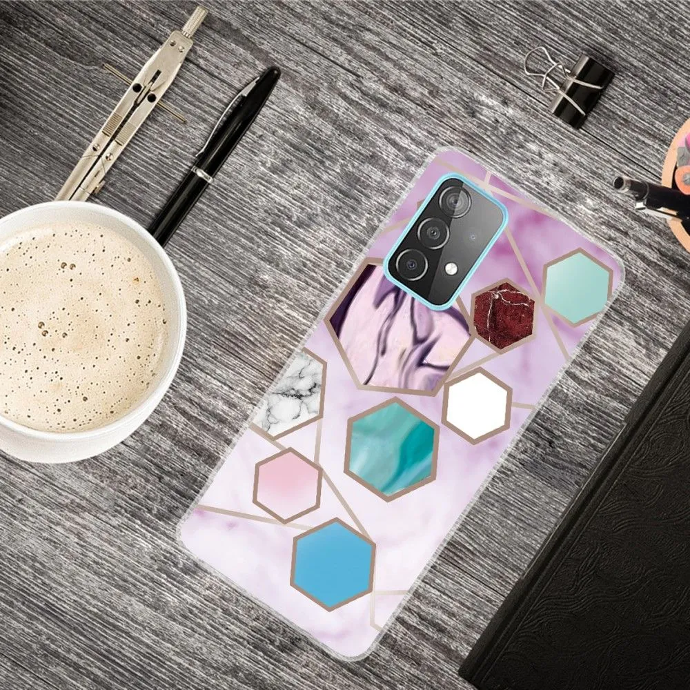 Deco Samsung Galaxy A73 case - Hexagon Fragments in Purple