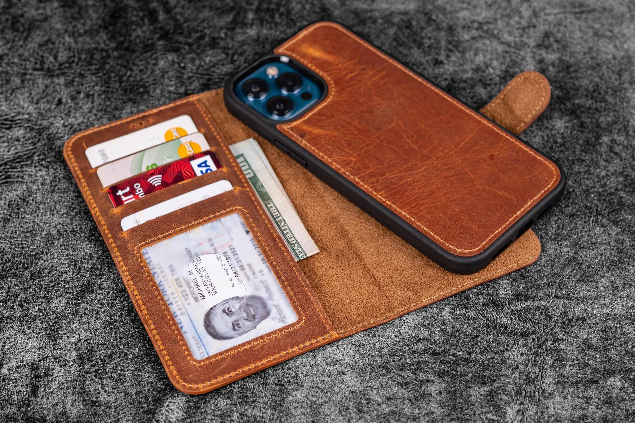 Detachable iPhone 13 Leather Wallet Case