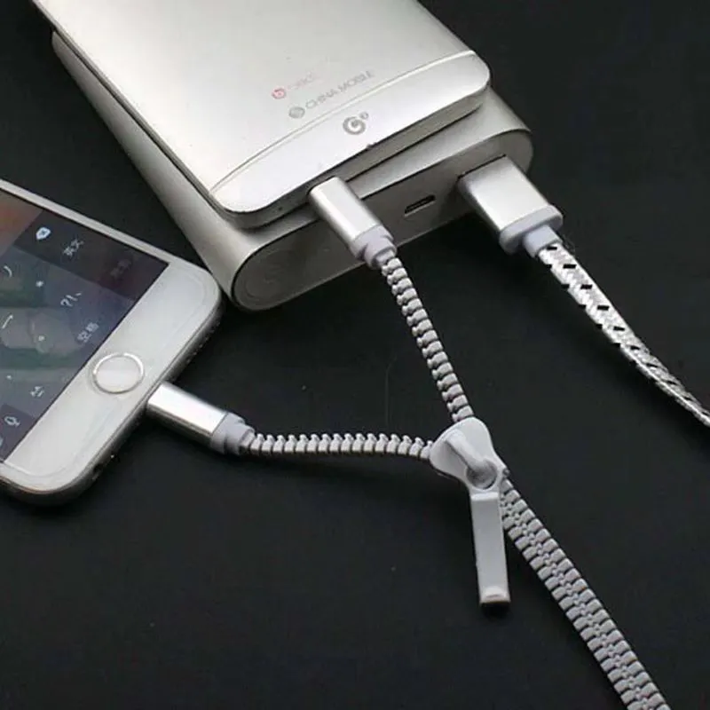 Dual-connector Zipper Charging Cable