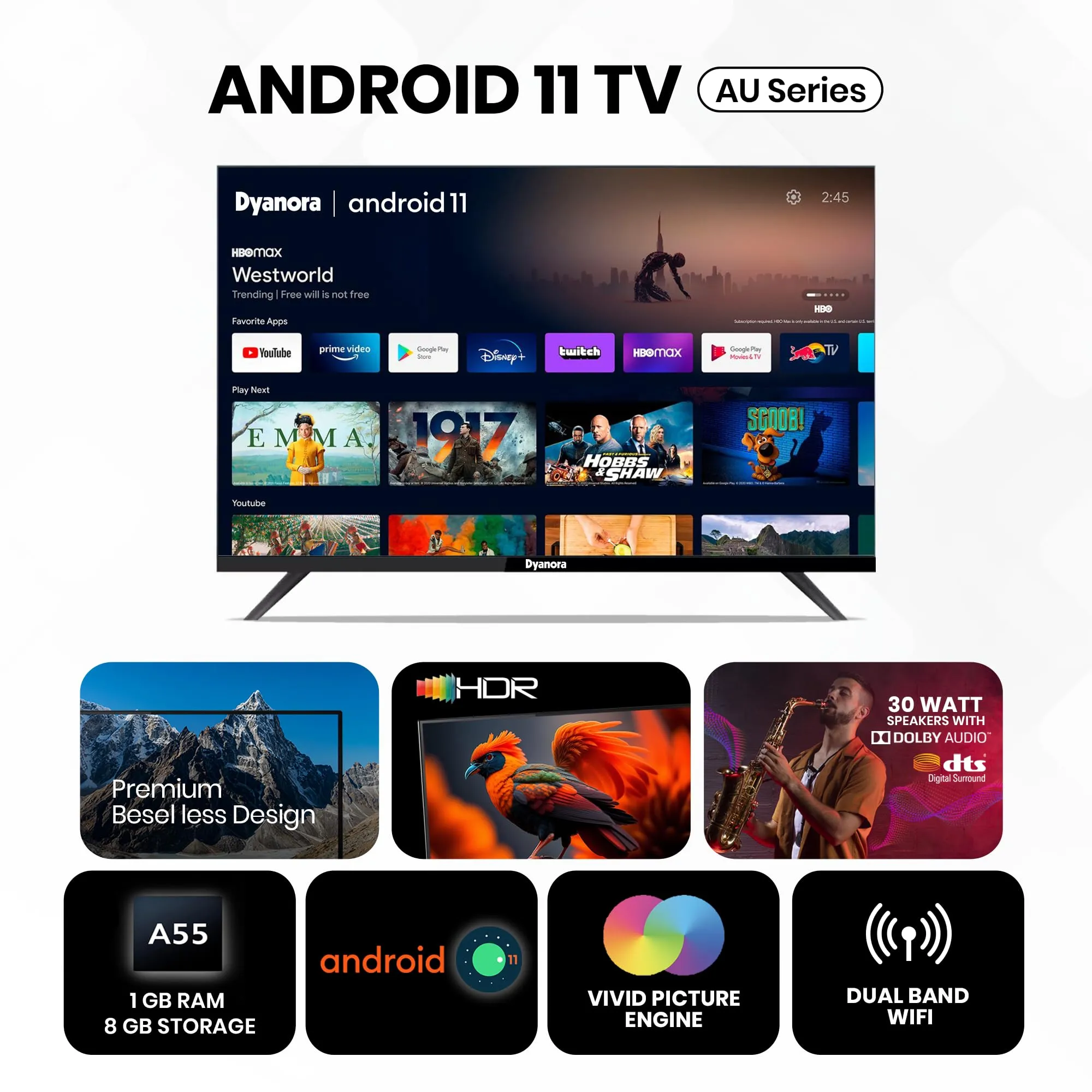 Dyanora 80cm (32 Inches) HD Ready Smart Certified Android LED TV DY-LD32H1S (Black) (2023 Model)