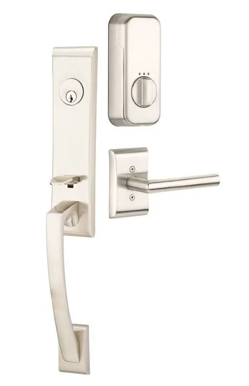 Emtek Single Cylinder Apollo Handleset EMPowered Motorized Smart Lock Upgrade With Select T-Bar Hammered Lever