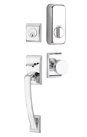 Emtek Single Cylinder Ares Handleset EMPowered Motorized Smart Lock Upgrade With Providence Glass Knob