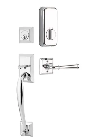 Emtek Single Cylinder Franklin Handleset EMPowered Motorized Smart Lock Upgrade With Diamond Glass Knob