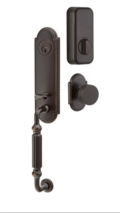 Emtek Single Cylinder Orleans Handleset EMPowered Motorized Smart Lock Upgrade With Select R-Bar Faceted Lever