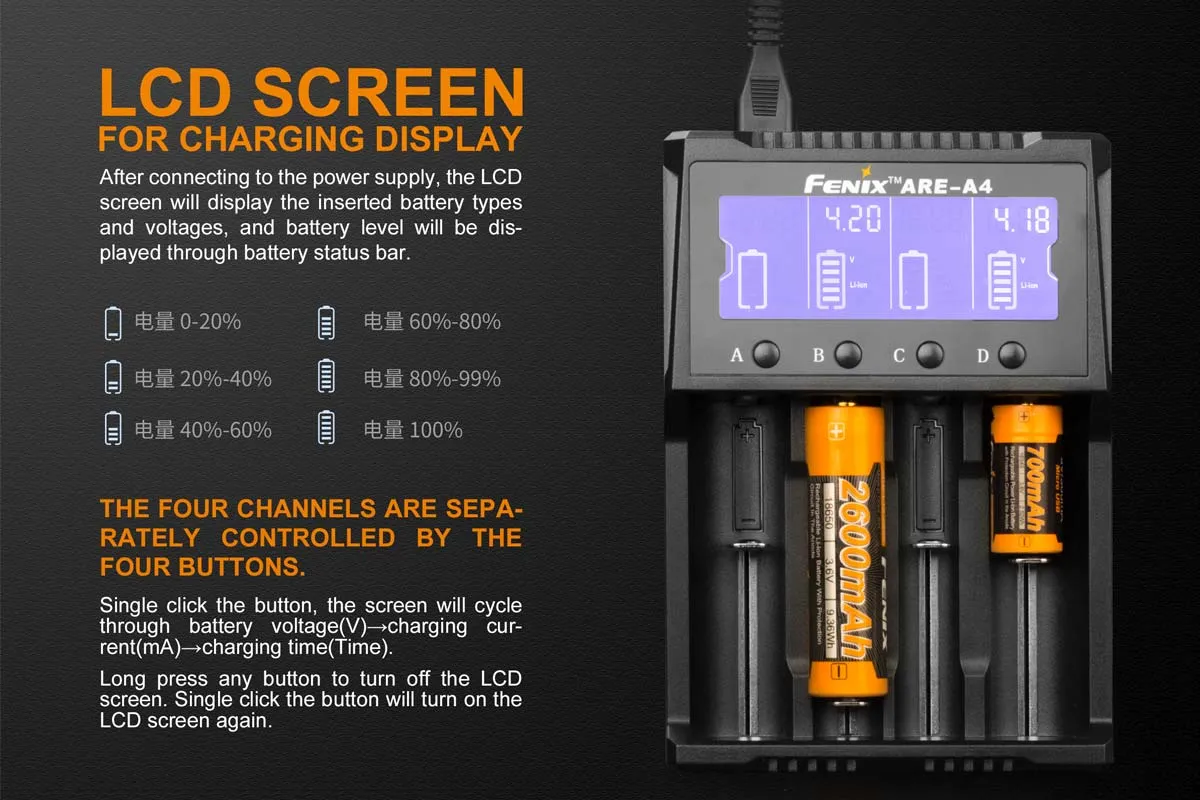 Fenix ARE-A4 Battery Charger - 4 Slot