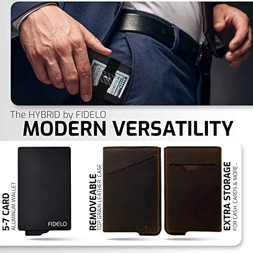 Fidelo Mens Rfid Slim Wallet Brown Minimalist Credit Card Holder