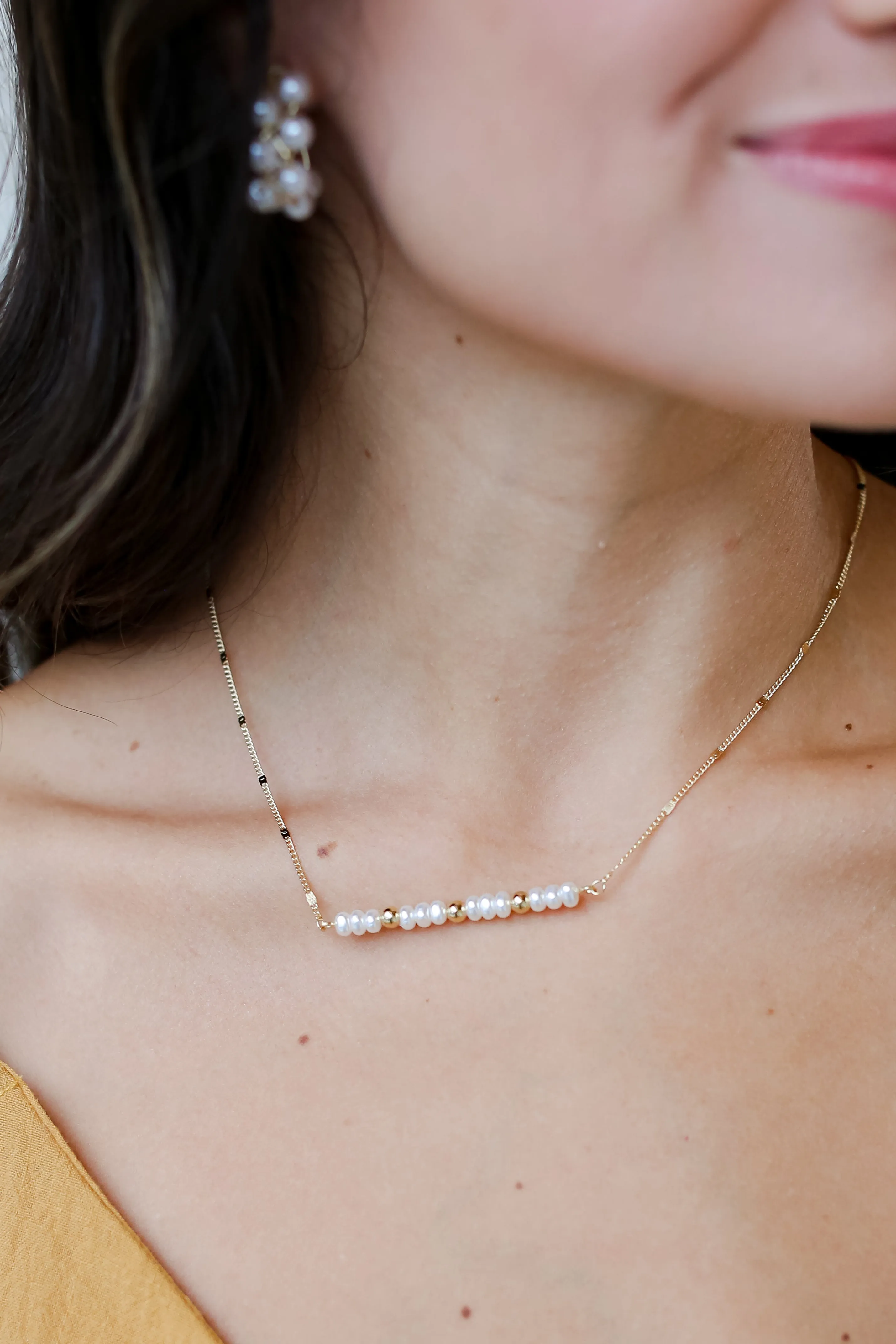 FINAL SALE - Elizabeth Gold Pearl Bar Necklace