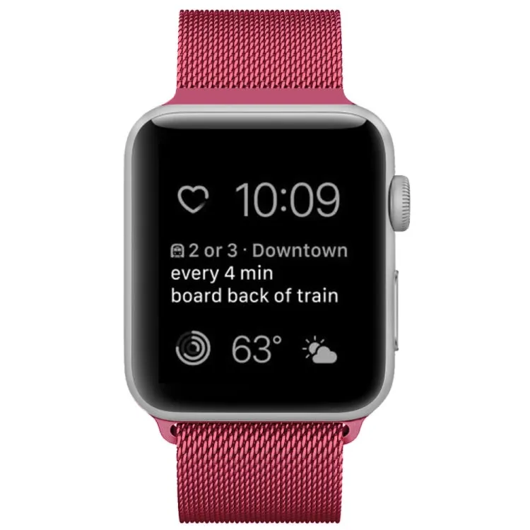 For Apple Watch Ultra 49mm&Watch Ultra 2 49mm / Series 9&8&7 45mm / 6 & SE & 5 & 4 44mm / 3 & 2 & 1 42mm Milanese Loop Magnetic Stainless Steel Watch Band(Tea Red)