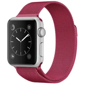 For Apple Watch Ultra 49mm&Watch Ultra 2 49mm / Series 9&8&7 45mm / 6 & SE & 5 & 4 44mm / 3 & 2 & 1 42mm Milanese Loop Magnetic Stainless Steel Watch Band(Tea Red)