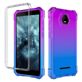 For Boost Schok Volt SV55 Case with Temper Glass Screen Protector Full-Body Rugged Protection - Purple/Blue