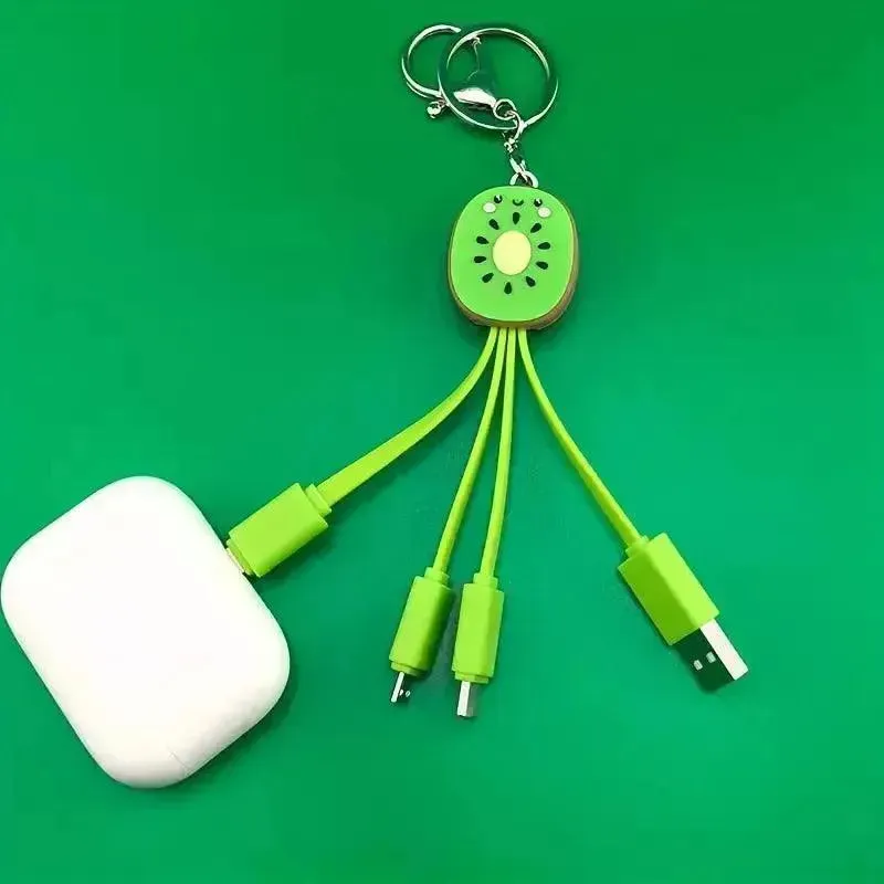 Fruit Shaped Mini 3-in-1 Charging Cable Keychain