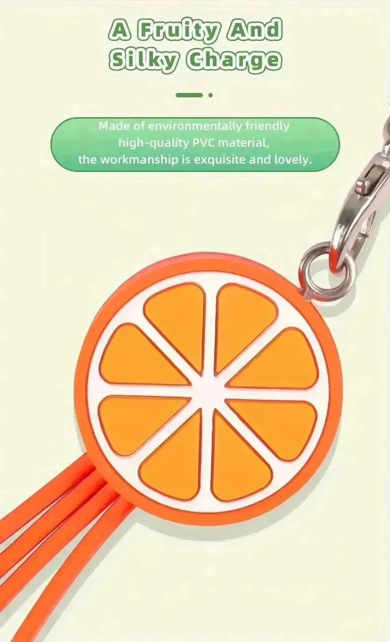 Fruit Shaped Mini 3-in-1 Charging Cable Keychain