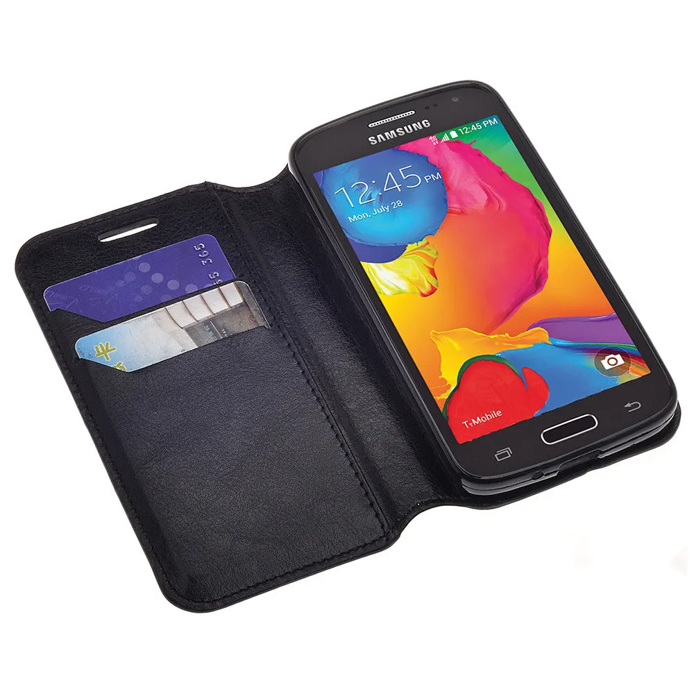 Galaxy Avant Case, Pu Leather Magnetic Flip Fold[Kickstand] Wallet Case with ID & Card Slots for Galaxy Avant/G386T - Black