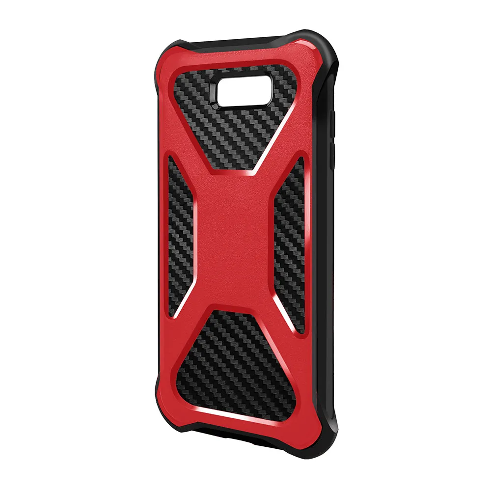 Galaxy J3 Emerge Case, Rugged Slim Rotating Swivel Lock Carbon Fiber Combo Case for Galaxy J3 Emerge - Red