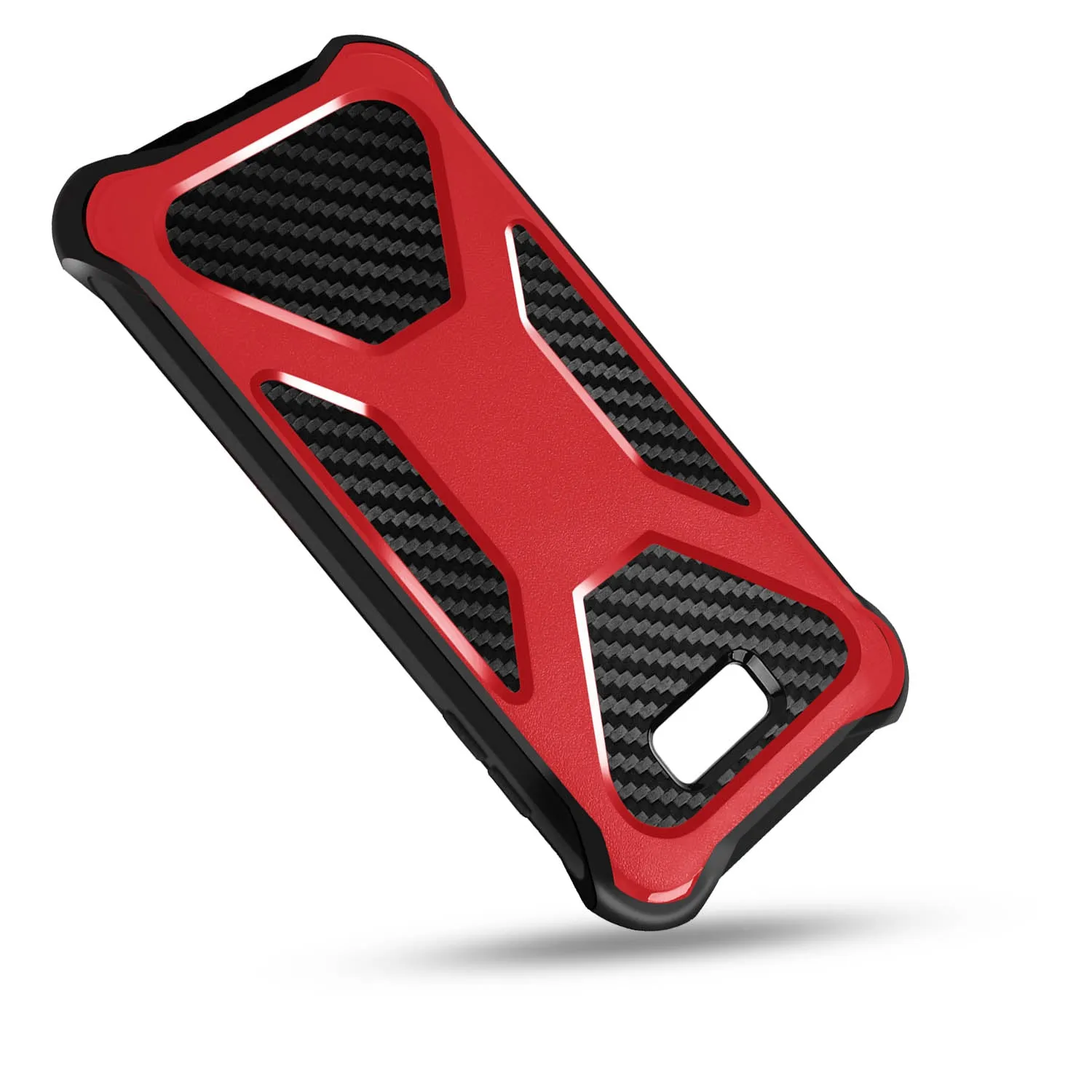 Galaxy J3 Emerge Case, Rugged Slim Rotating Swivel Lock Carbon Fiber Combo Case for Galaxy J3 Emerge - Red