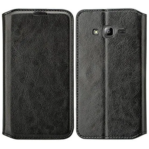 Galaxy J7 Case, Magnetic Flip Folio [Kickstand Feature] Pu Leather Wallet Case with ID & Card Slots for Samsung Galaxy J7 - Black