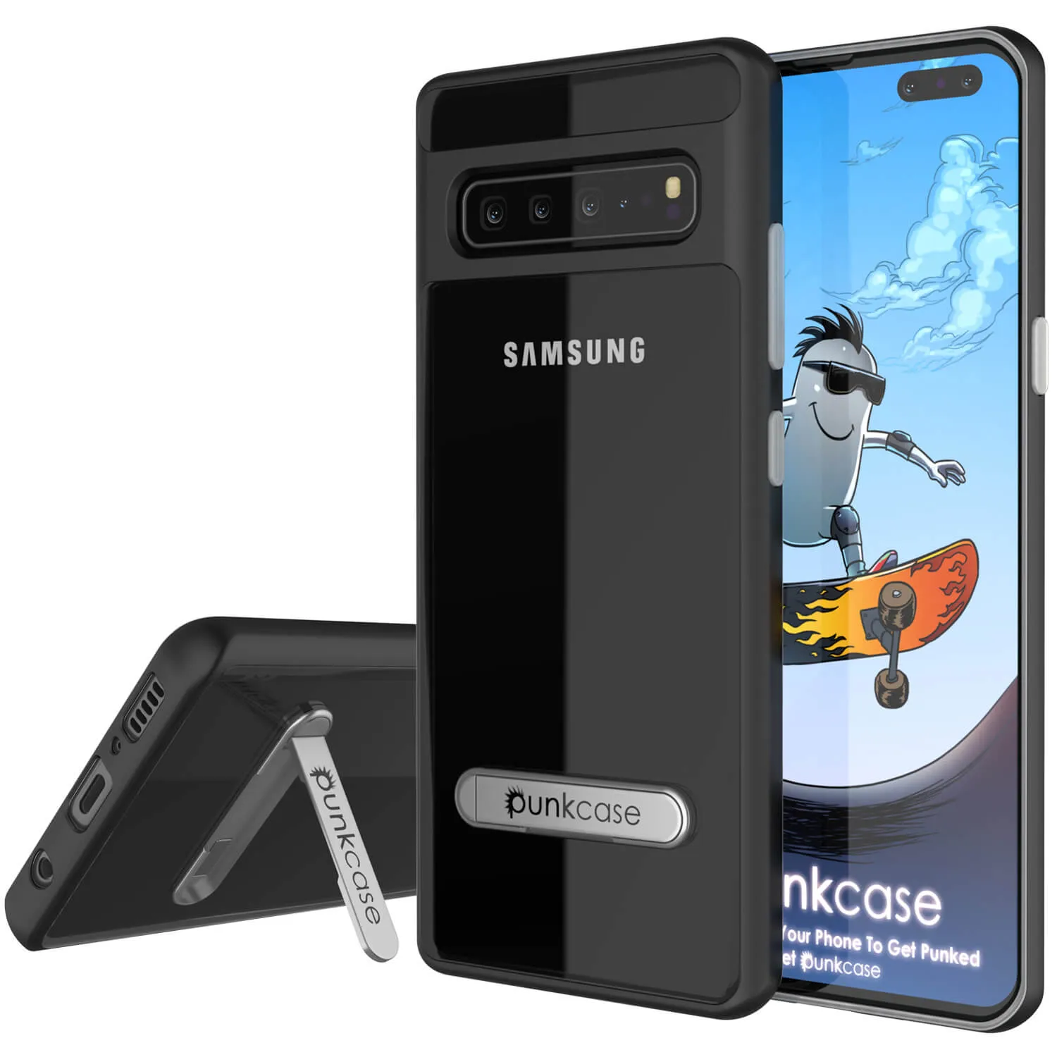 Galaxy S10 5G Case, PUNKcase [LUCID 3.0 Series] [Slim Fit] [Clear Back] Armor Cover w/ Integrated Screen Protector [Black]