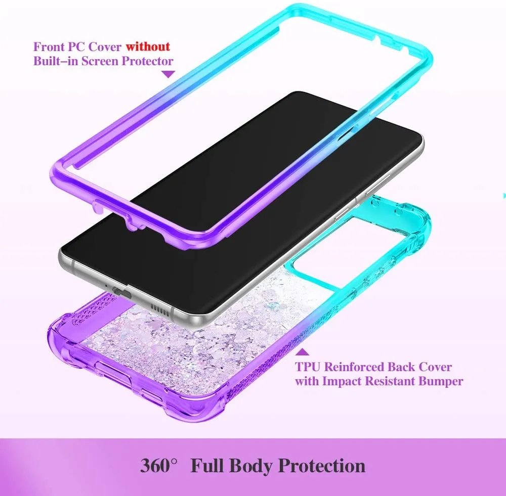 Galaxy S21 Ultra Glitter Full Body Rugged Liquid TPU Bumper Protective Girls Case