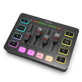 Gaming Audio Mixer Streaming 4-Channel RGB Mixer