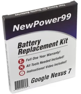 Google Nexus 7 Battery Replacement Kit with Tools, Video Instructions and Extended Life Battery