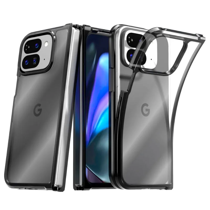 Google Pixel 9 Pro Fold (2024) Hybrid Shockproof Clear Slim Acrylic Case Cover Flexible Hinge Rib