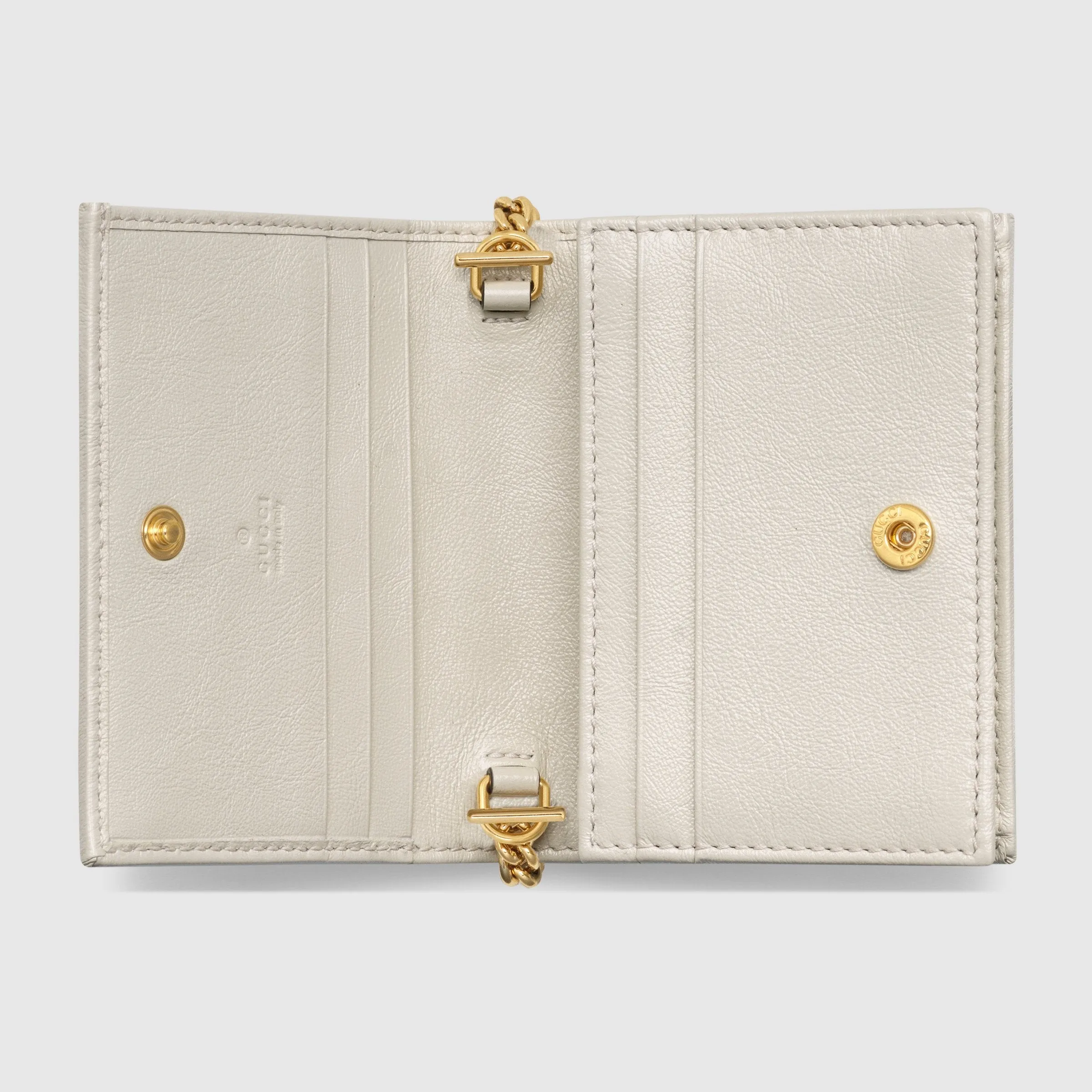 Gucci Rajah Chain Card Case Wallet White