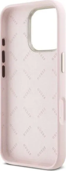 Guess Silicone Script Metal Logo & Frame Case for iPhone 16 Pro 6.3" Pink - GUHCP16LSMBSLP