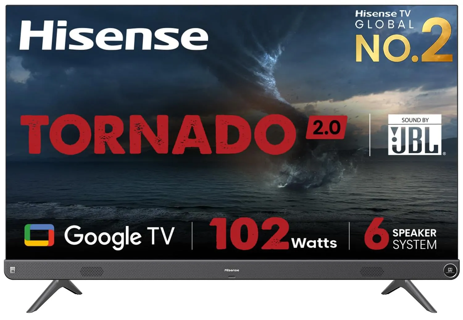 Hisense 164 cm (65 inches) Tornado 2.0 Series 4K Ultra HD Smart LED Google TV (65A7H, Silver) | Built in JBL 20 W Subwoofer | HDR 10  | Dolby Vision & Atmos