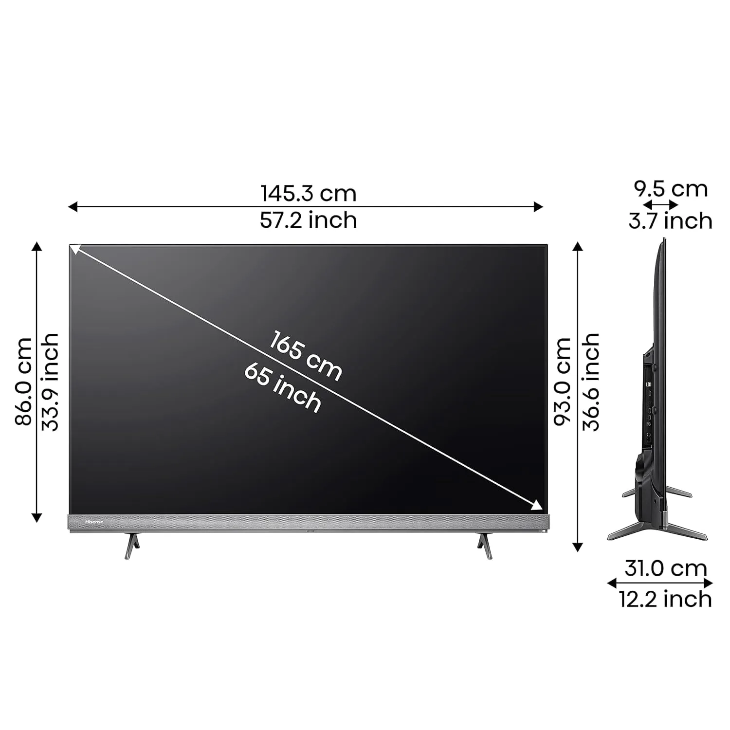 Hisense 164 cm (65 inches) Tornado 2.0 Series 4K Ultra HD Smart LED Google TV (65A7H, Silver) | Built in JBL 20 W Subwoofer | HDR 10  | Dolby Vision & Atmos