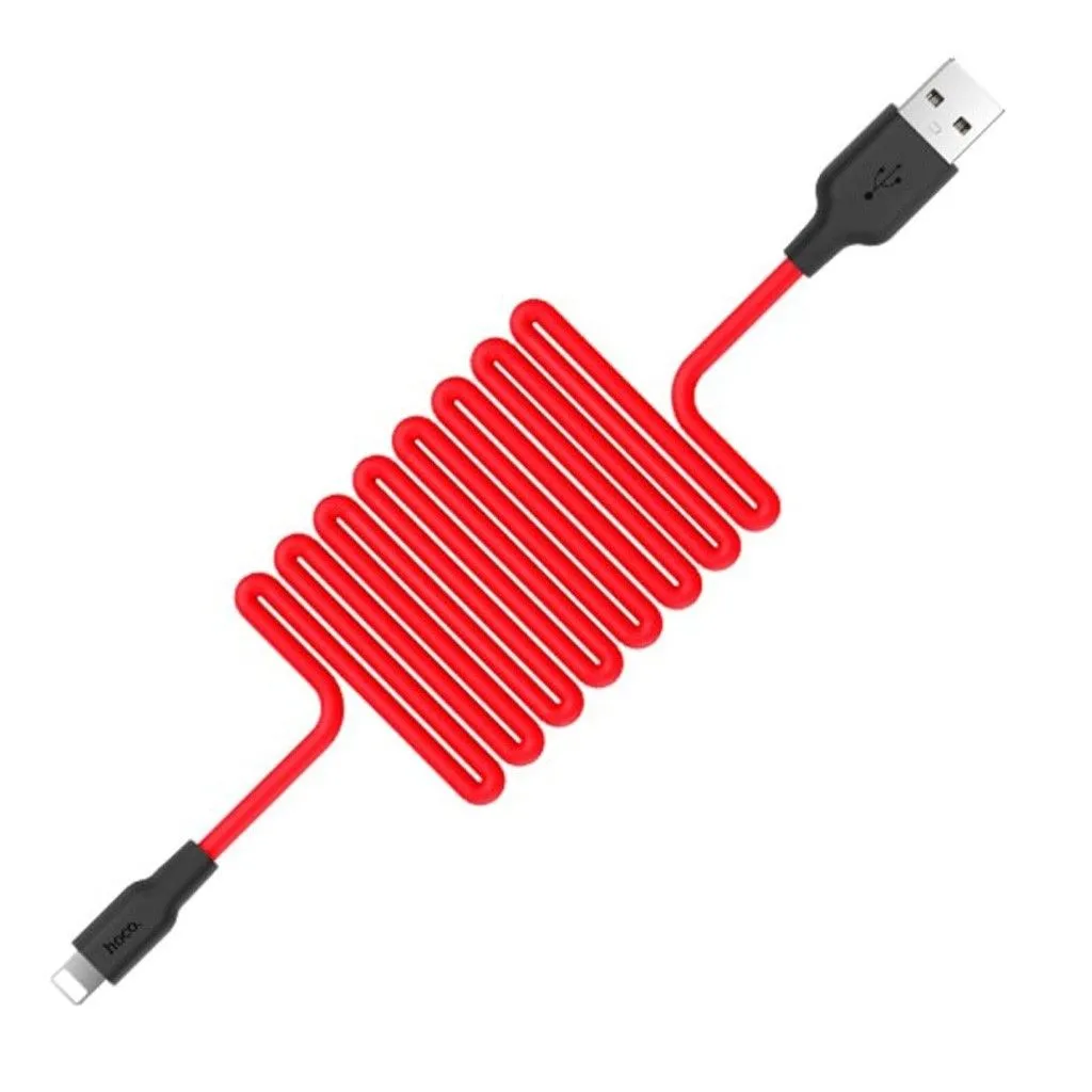 HOCO X21 Silicone lightning charging cable - black＆red