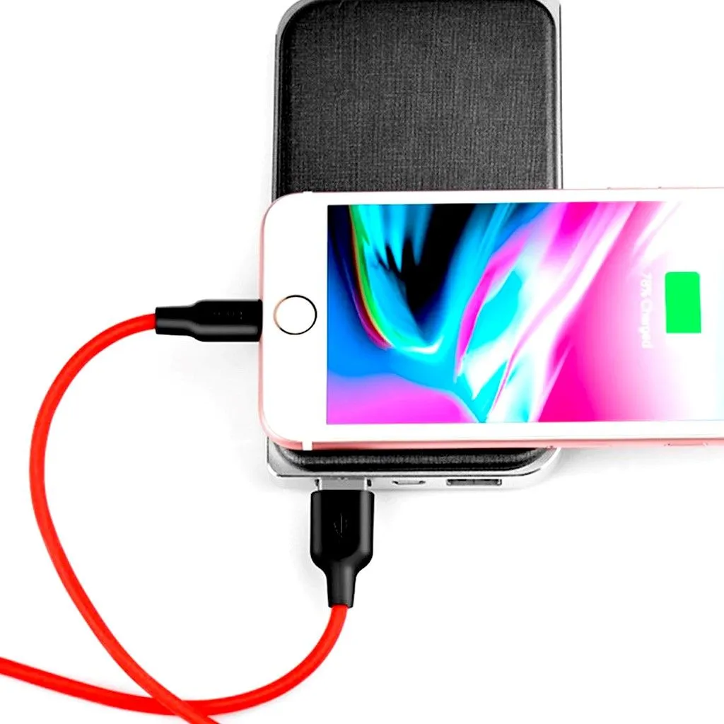 HOCO X21 Silicone lightning charging cable - black＆red