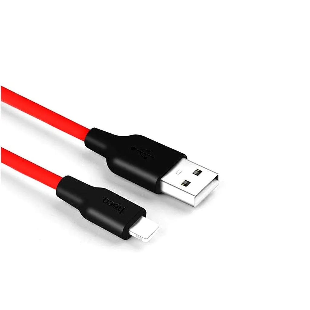 HOCO X21 Silicone lightning charging cable - black＆red