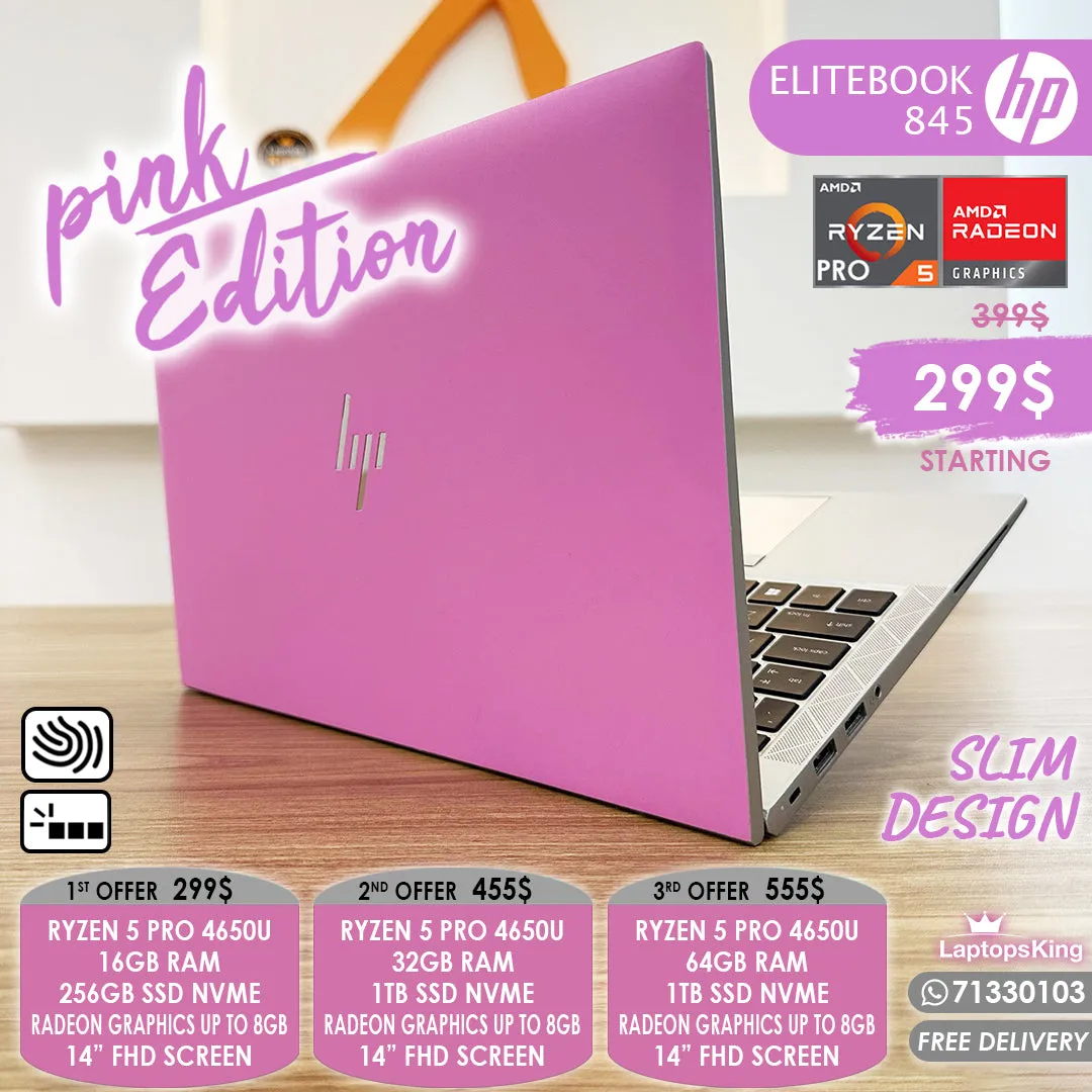 Hp Elitebook 845 Pink Edition Ryzen 5 Pro 4650u Radeon Graphics Laptops (Open Box)