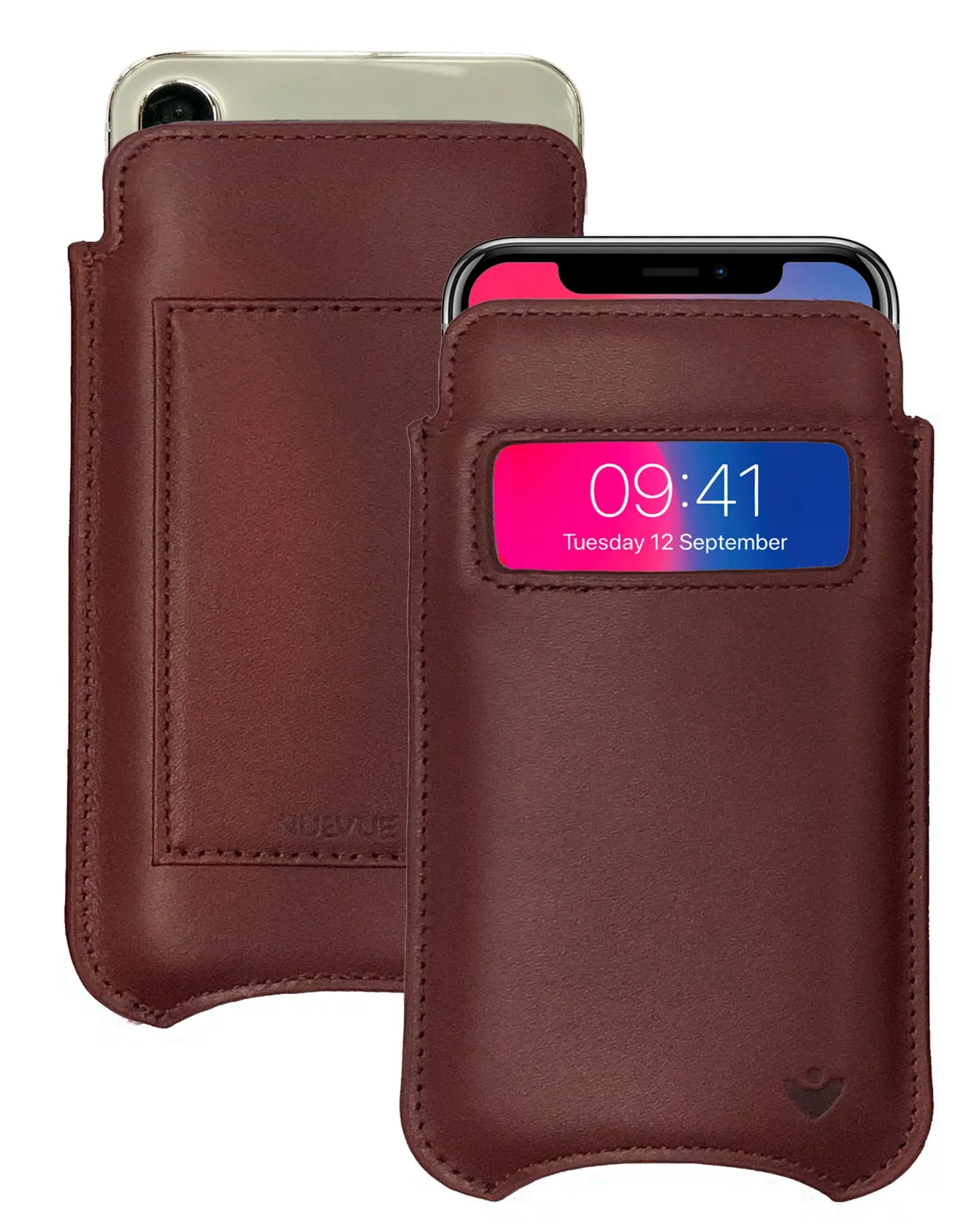 iPhone 12 and iPhone 12 Pro Sleeve Wallet Case | Screen Cleaning and Sanitizing Lining | Genuine USA Cowhide Napa Leather | Smart Window