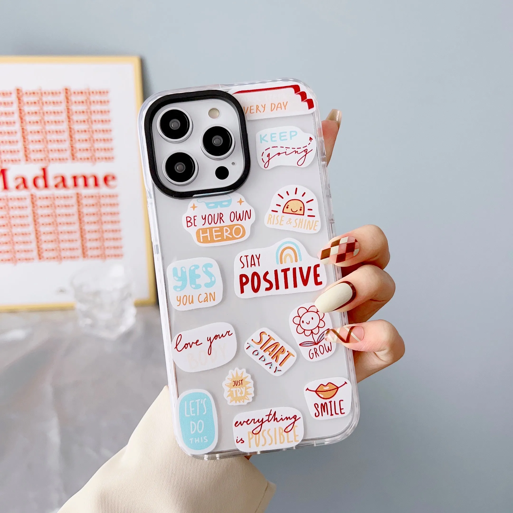 iPhone Impact Proof Silicon Case ( Motivational Stickers )