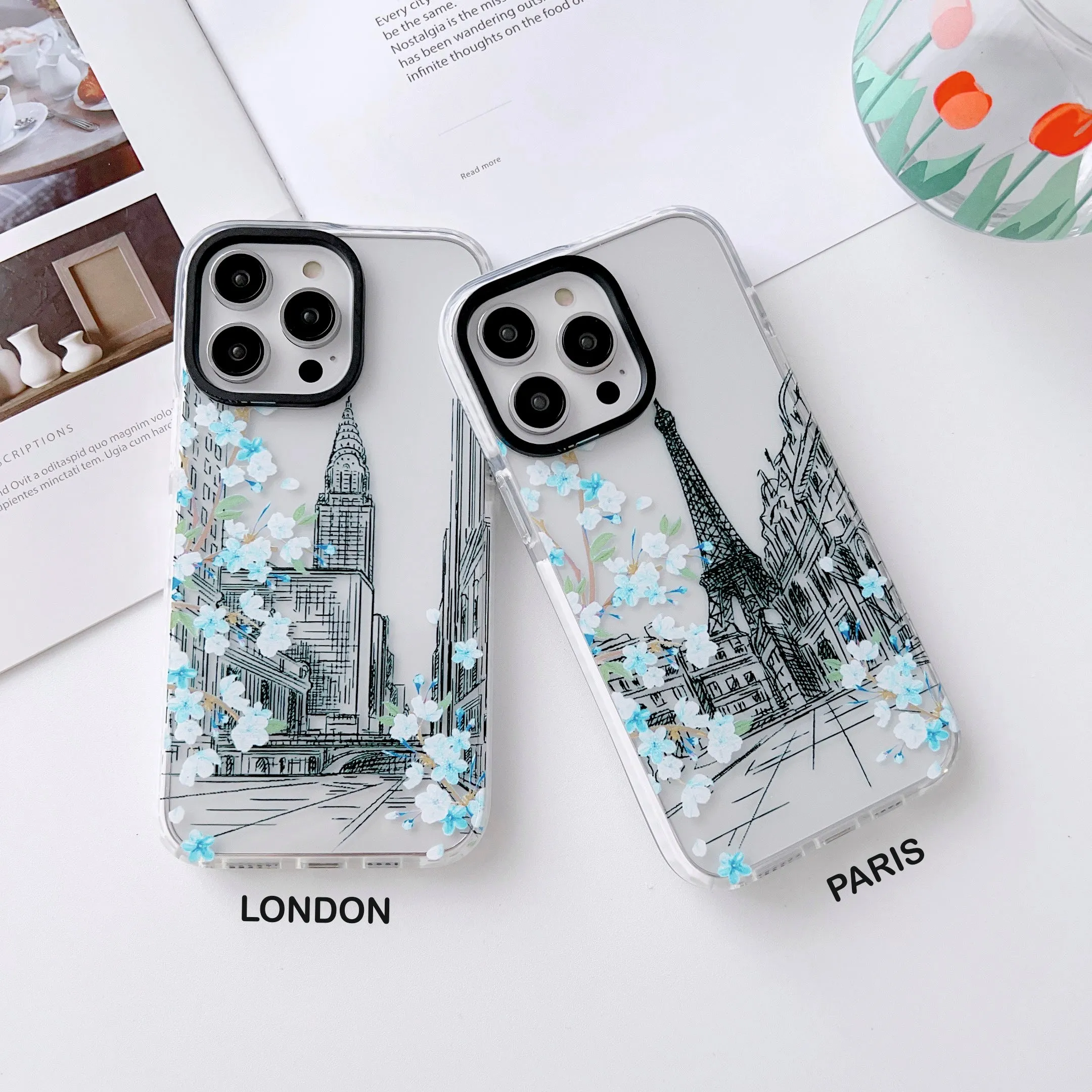 iPhone Impact Proof Silicon Case ( Paris And London Blue )